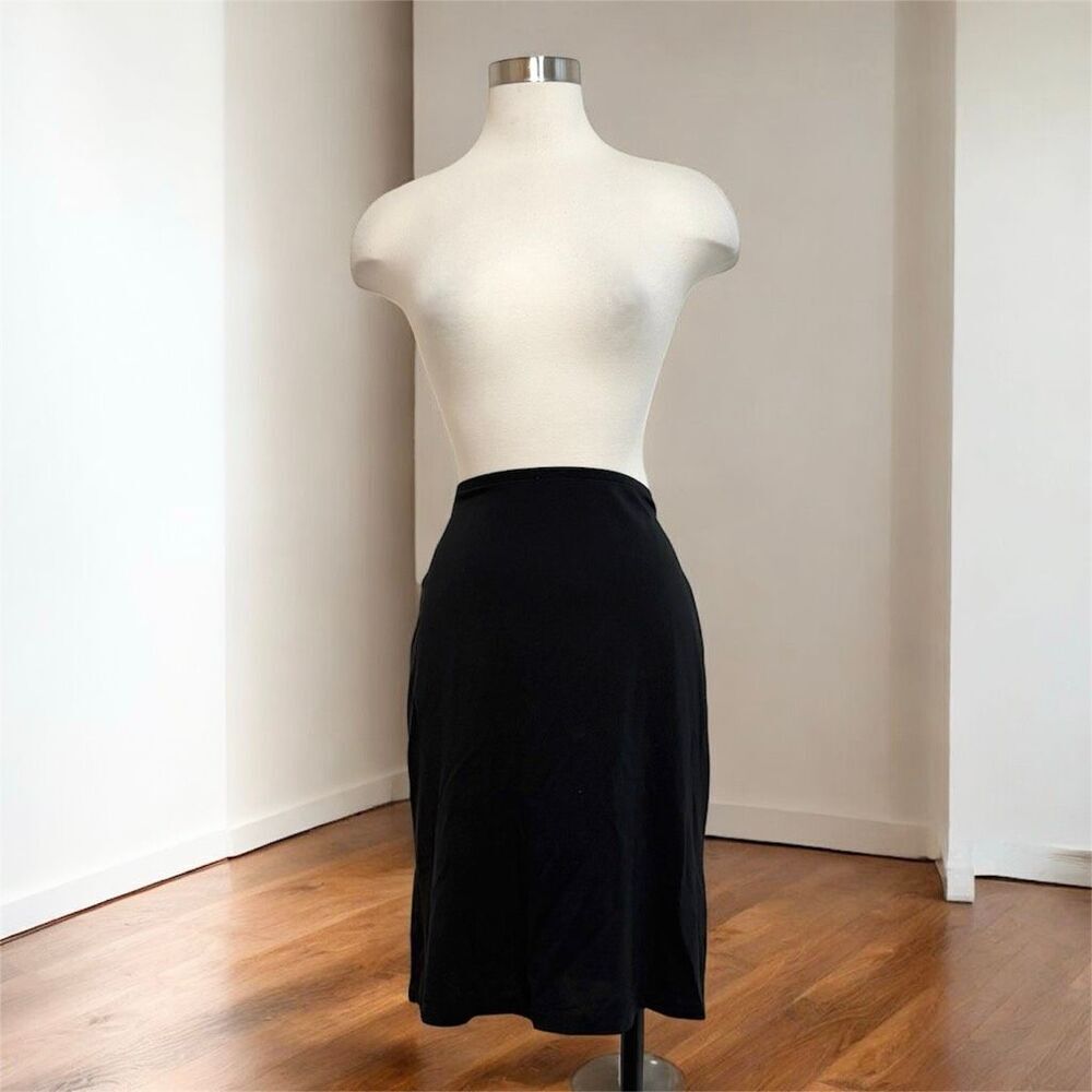 Banana Republic Black Solid Knee Length Skirt Slit XS Extra Small